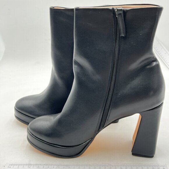 Platform Ankle Boots for Women Boots Round Toe High Chunky Block Heels Black - Picture 2 of 5